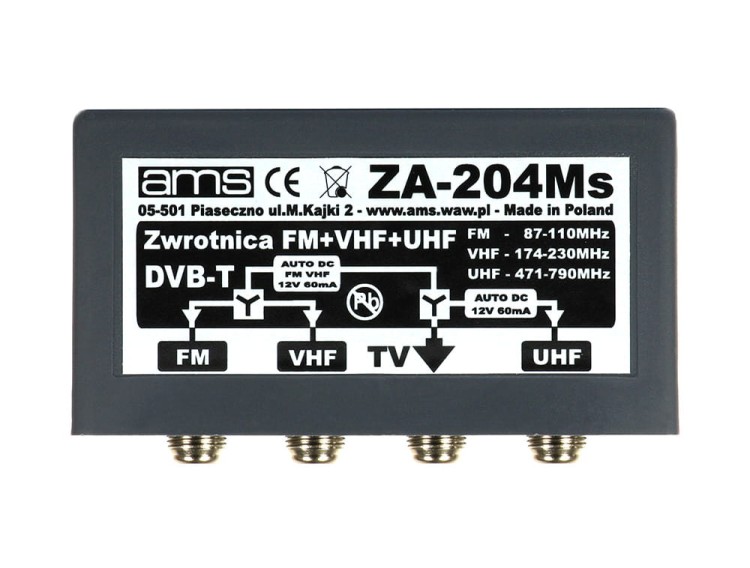 Zwrotnica antenowa ZA-204Ms UHF, VHF, FM