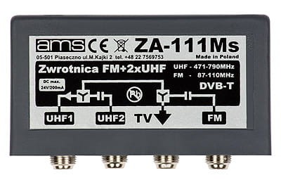 Zwrotnica antenowa ZA-111Ms FM + 2 x UHF