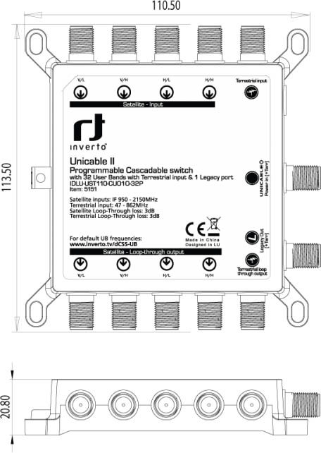  Multiswitch Unicable II Inverto 32UBs, 1 Legacy port - rysunek