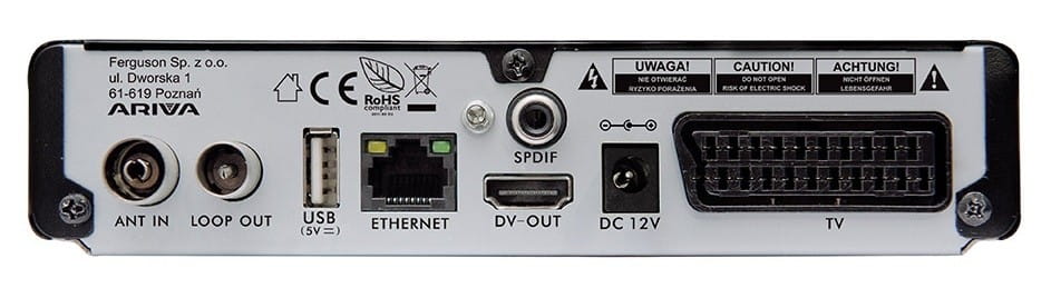 Złącza w tunerze Ariva T760i