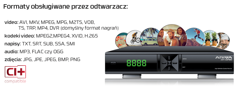 Ariva 354 Combo - obsługiwane formaty