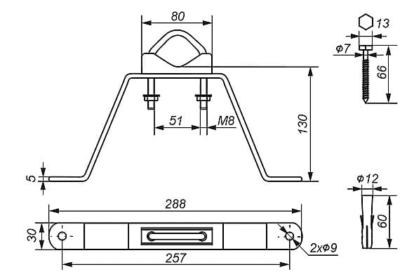 Rysunek techniczny - uchwyt masztu