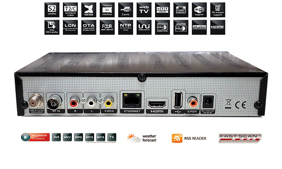 AMIKO 9265+ 4K Combo - widok na złącza