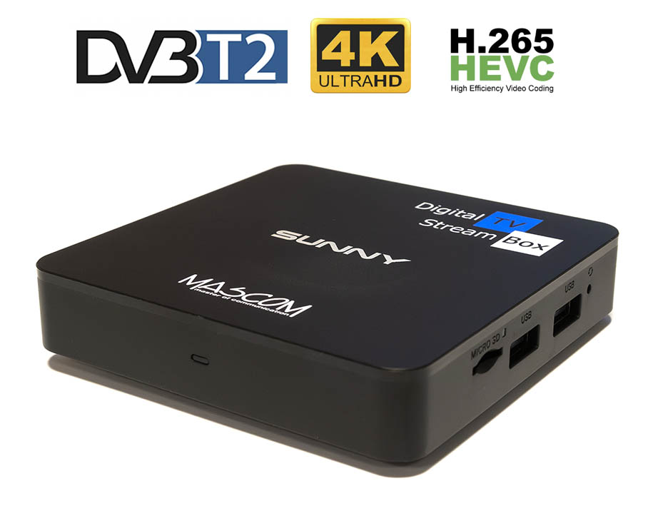 Mascom Sunny-T Android TV 12 i DVB-T2 - widok z przodu