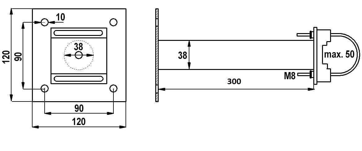 Uchwyt masztu antenowego 30 cm