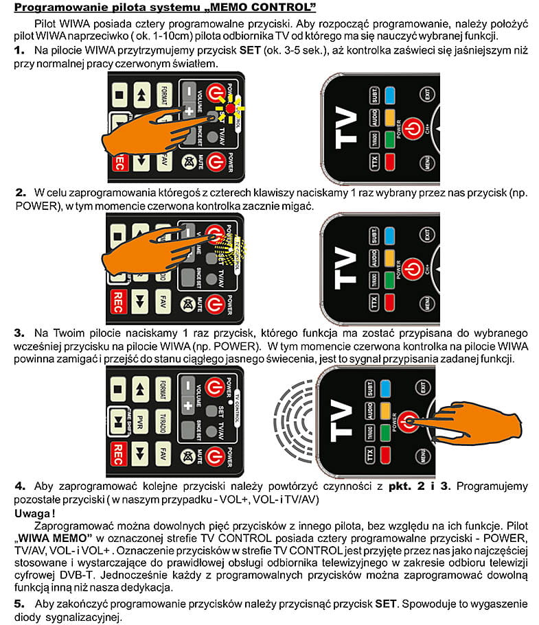 instrukcja programowania pilota Wiwa