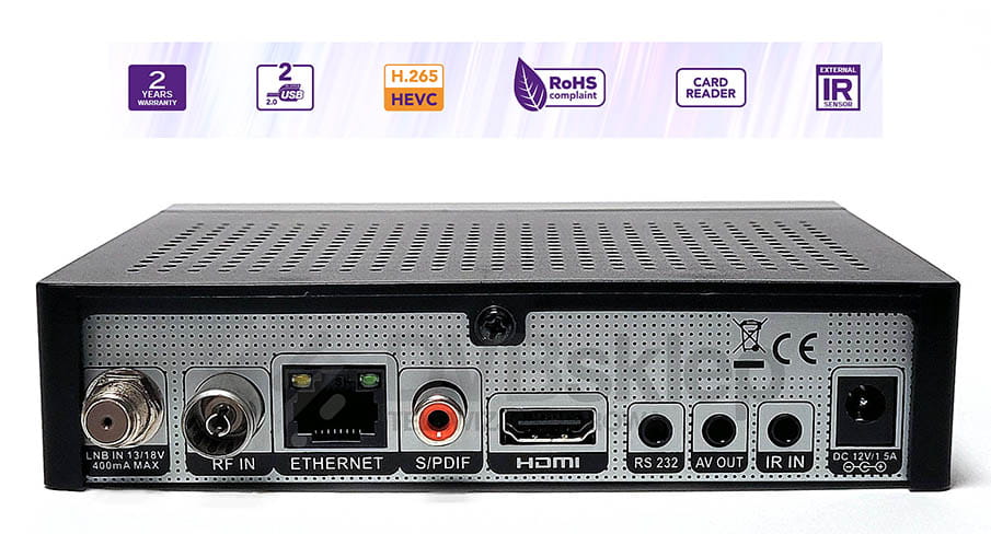 Amiko Mini Combo 3 DVB-S2 DVB-T2 DVB-C H.265 HEVC - tył