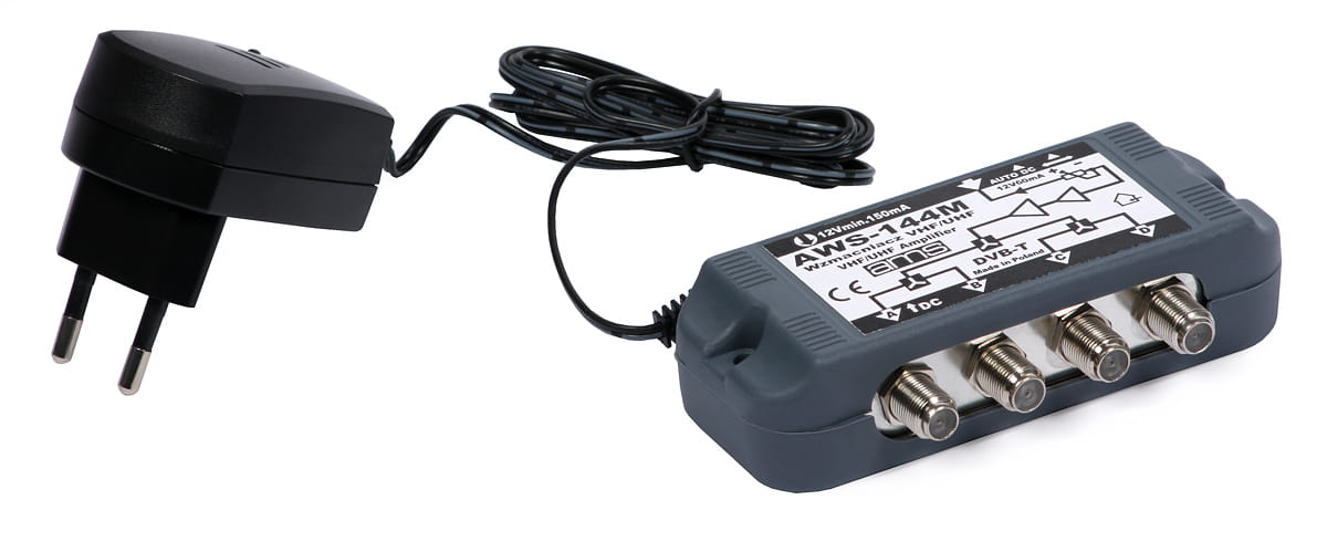 Widok wzmacniacza AWS 144M - zasilacz znajduje się w komplecie.